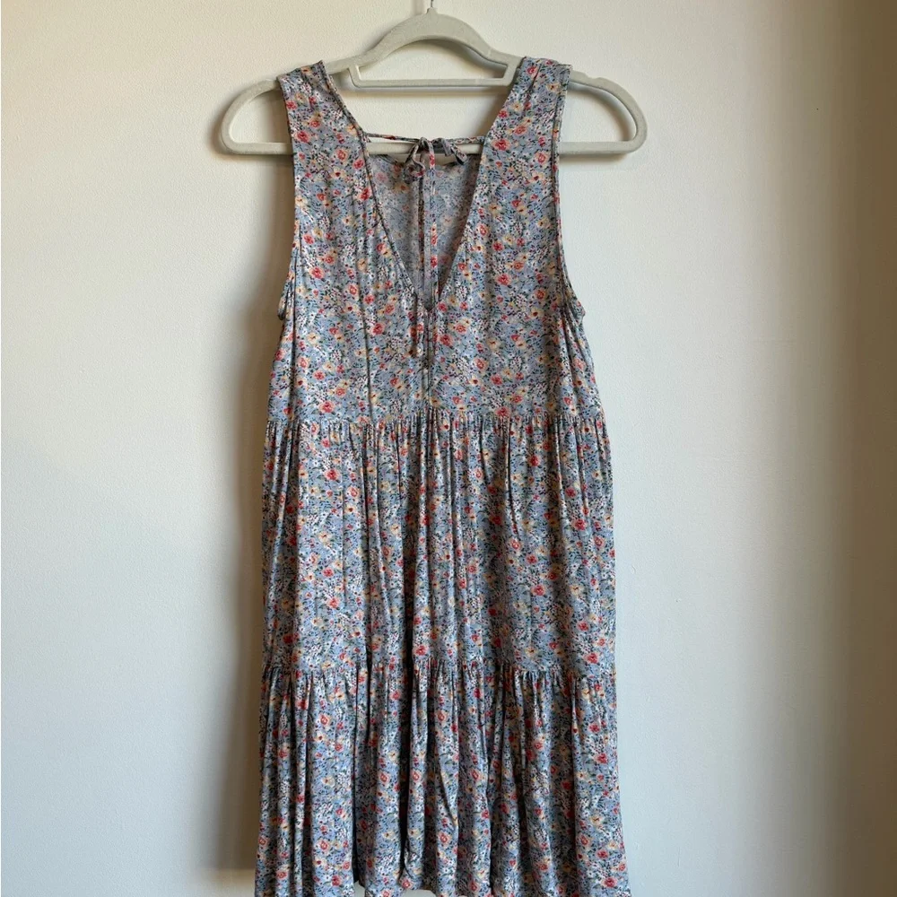 American Eagle Blue Multi-Color Sleeveless Cottagecore Floral Summer Dress - Picture 2 of 5
